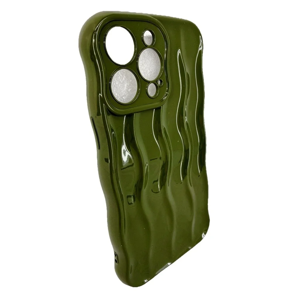 Iphone 14 Pro Max Case Gel Glossy Green Wavy Shockproof Cover‎ NIP